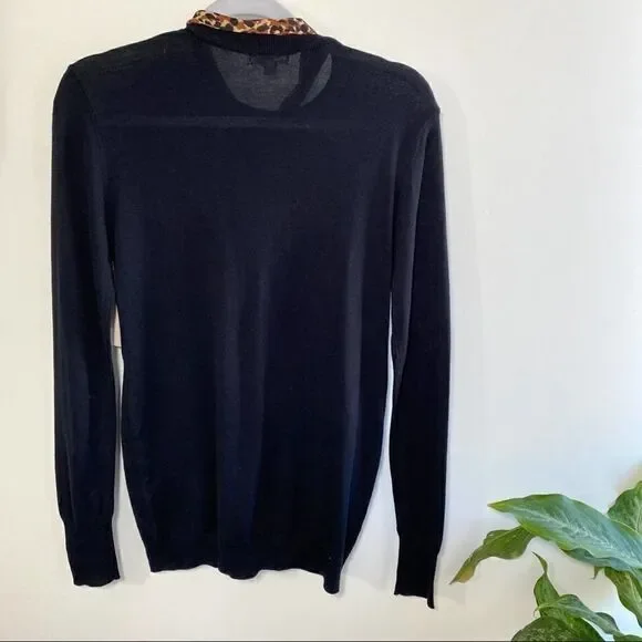 14th & Union Black sweater with cheetah bow tie - Picture 7 of 8